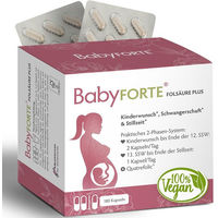 Produktbild von BabyFORTE Folsäure Plus Quatrefolic vegan Kapseln für Schwangere und Stillende 180 Stück