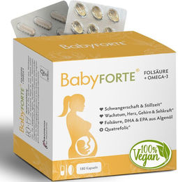 BabyFORTE Folsäure und Omega-3 Kapseln vegan für Schwangere und Stillende 180 Stück – Bild 1 von 1