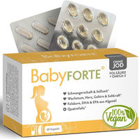 Produktbild von BabyFORTE Folsäure und Omega-3 Kapseln vegan für Schwangere und Stillende 60 Stück