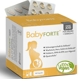 BabyFORTE Folsäure und Omega-3 vegane Kapseln für Schwangere und Stillende 180 Stück – Bild 1 von 2