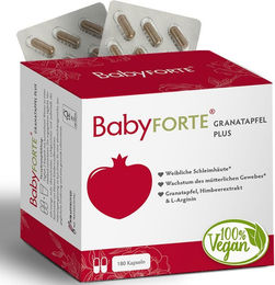 BabyFORTE Granatapfel Plus Kräuter-Komplex mit Granatapfel und Frauenmantel vegan Kapseln 180 Stück für Frauen, Schwangere und Stillende – Bild 1 von 3