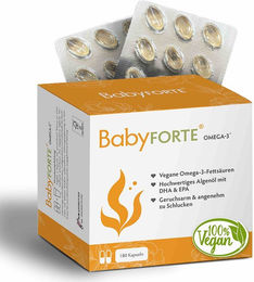 BabyFORTE Omega-3 Algenöl Kapseln vegan für Schwangere und Stillende 180 Stück – Bild 1 von 1
