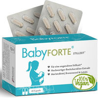 Produktbild von BabyFORTE Stillzeit Vitamine Kapseln vegan für Schwangere und Stillende mit Bockshornklee, Lutein und Eisen