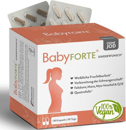 BabyFORTE Vitamine für Frauen und Schwangere sowie Stillende mit 800 µg Folsäure, Quatrefolic und Q10, vegan, 180 Kapseln – Bild 1 von 2