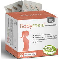 Produktbild von BabyFORTE Vitamine für Frauen und Schwangere sowie Stillende mit 800 µg Folsäure, Quatrefolic und Q10, vegan, 180 Kapseln