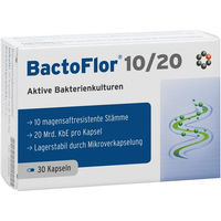 Produktbild von BactoFlor 10/20 Probiotika Kapseln von Intercell Pharma mit Lactobacillus reuteri, 30 Kapseln, laktosefrei und glutenfrei
