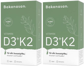 Bakanasan Vitamin D3 + K2 4000 I.E. Kapseln vegan ohne Zusatzstoffe für Erwachsene 60 Stück – Bild 1 von 1