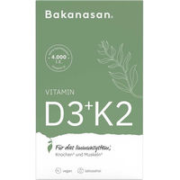 Produktbild von Bakanasan Vitamin D3 + K2 Kapseln 4000 IE vegan ohne Zusatzstoffe 60 Stück