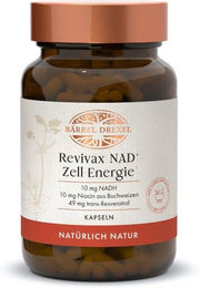 Bärbel Drexel Revivax NAD+ Zell-Energie Kapseln mit NADH, Coenzym Q10, Resveratrol, Quercetin, Vitamin C, D, E, Niacin, Zink und Selen, vegan, laktosefrei, 60 Kapseln – Bild 1 von 2