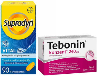 Bayer Supradyn Vital 50+ und Tebonin konzentrat 240 mg Set mit Tabletten laktosefrei für Senioren und Erwachsene – Bild 1 von 1