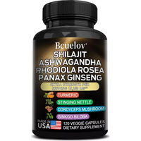 Produktbild von Bcuelov Kräuter-Komplex mit Shilajit, Ashwagandha, Rhodiola Rosea und Panax Ginseng 120 Kapseln
