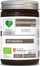 Be Organic Ashwagandha BIO KSM-66 Indischer Ginseng 200 mg 5% Withanolide 50 Kapseln – Bild 1 von 2