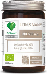 BE ORGANIC Lion's Mane Pilz Extrakt 500 mg Bio Kapseln 50 Stück – Bild 1 von 1