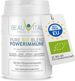 BEAUVITAL Powerimmune Bio Vitalpilzmischung Kapseln mit Cordyceps, Reishi, Shiitake, Hericium und Agaricus, 120 Kapseln – Bild 1 von 1