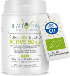 BEAUVITAL Pure Bio Blend Active 50plus Vitalpilz-Komplex Cordyceps Reishi Shiitake Agaricus Hericium Maitake Bio Pulver ohne Zusatzstoffe glutenfrei laktosefrei – Bild 1 von 2