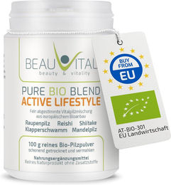 BEAUVITAL Pure Bio Blend Active Lifestyle Vitalpilz-Komplex Pulver mit Cordyceps, Reishi, Shiitake, Agaricus und Maitake, Bio, glutenfrei und laktosefrei – Bild 1 von 2