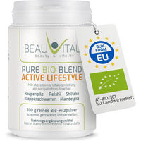 Produktbild von BEAUVITAL Pure Bio Blend Active Lifestyle Vitalpilz-Komplex Pulver mit Cordyceps, Reishi, Shiitake, Agaricus und Maitake, Bio, glutenfrei und laktosefrei