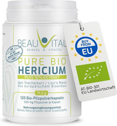 BEAUVITAL Pure Bio Hericium Kapseln mit 10% Lions Mane Extrakt Bio 120 Kapseln – Bild 1 von 1