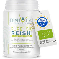 Produktbild von BEAUVITAL Pure Bio Reishi Kapseln mit 10% Ganoderma lucidum Extrakt Bio 120 Stück