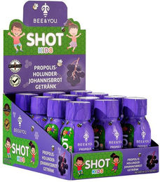 BEE&YOU Propolis Holunder Johannisbrot Shot Kinder Ampullen mit Kräuter-Komplex – Bild 1 von 3