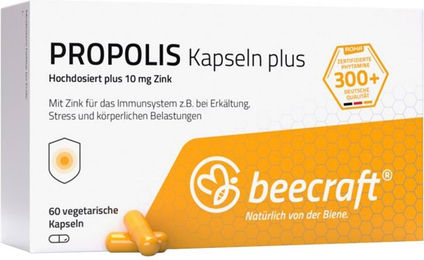 Beecraft Propolis Kapseln Plus hochdosiert vegetarisch und laktosefrei 60 Stück – Bild 1 von 1