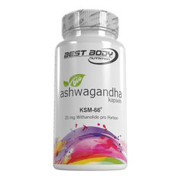 Best Body Nutrition Ashwagandha KSM-66 Bio Kapseln, 500 mg, 60 Stück, vegan und glutenfrei – Bild 1 von 3