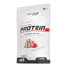 Best Body Nutrition Gourmet Premium Pro Protein Erdbeere 1000g Mehrkomponenten Eiweißpulver ohne Aspartam – Bild 1 von 2