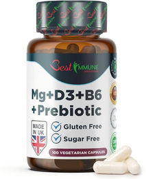 Best Immune International Magnesiumlaktat Präbiotischer Komplex mit Vitamin B6, D3 und Inulin Kapseln – Bild 1 von 4