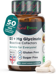 Best Immune International Vitamin D3 1000 IE und Magnesiumbisglycinat 400 mg Kapseln ohne Zusatzstoffe – Bild 1 von 4