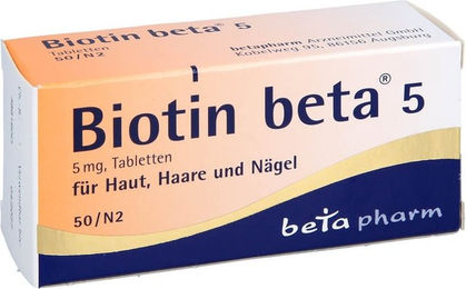 betapharm Biotin beta 5 Tabletten hochdosiert 5 mg 50 Stück – Bild 1 von 4