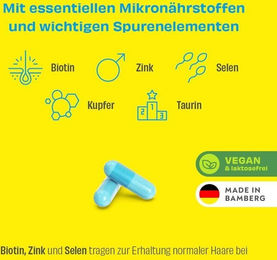 BIO-H-TIN Hair Essentials Men Forte Kapseln mit Zink, Biotin und Selen vegan und laktosefrei für Männer – Bild 1 von 1