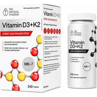 Produktbild von Bio Medical Pharma Vitamin D3 K2 Kapseln mit 5000 IE Bio glutenfrei und laktosefrei 240 Stück