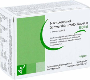 Biofrid Nachtkerzenöl und Schwarzkümmelöl Kapseln mit Kräuter-Komplex 100 Stück – Bild 1 von 1