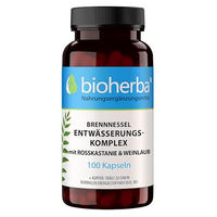 Produktbild von BIOHERBA Brennessel Entwässerungs Komplex mit Brennnessel, Rosskastanienextrakt und Weinlaub, 100 Kapseln, ohne Zusatzstoffe