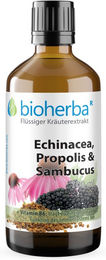 Bioherba Echinacea Propolis und Sambucus Kräuter-Komplex Tropfen Tinktur zuckerfrei glutenfrei laktosefrei ohne Zusatzstoffe – Bild 1 von 2