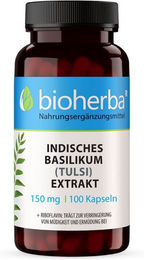 Bioherba Indisches Basilikum Tulsi Extrakt Kapseln pflanzlicher Ursprung ohne Zusatzstoffe 100 Stück – Bild 1 von 5