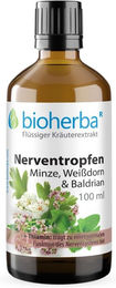 Bioherba Nerventropfen Minze mit Weißdorn und Baldrian Tinktur, zuckerfrei, glutenfrei und laktosefrei, 100 ml – Bild 1 von 2