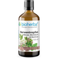 Produktbild von Bioherba Nerventropfen Minze mit Weißdorn und Baldrian Tinktur, zuckerfrei, glutenfrei und laktosefrei, 100 ml