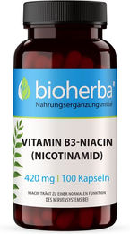 Bioherba Vitamin B3 Niacin Nicotinamid Kapseln 420 mg 100 Stück ohne Zusatzstoffe – Bild 1 von 6