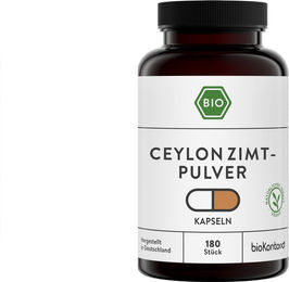 bioKontor Ceylon Zimt Kapseln Bio Vegan ohne Gelatine 180 Stück – Bild 1 von 2