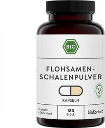 bioKontor Flohsamenschalen Kapseln Bio Vegan ohne Gelatine 180 Stück – Bild 1 von 3