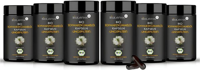 BIOLAVIVA Premium BIO Schwarzkümmelöl Kapseln vegan ohne Zusatzstoffe 240 Stück – Bild 1 von 1