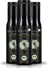 BIOLAVIVA Schwarzkümmelöl Bio ungefiltert und kaltgepresst vegan im MIRON Glas – Bild 1 von 1