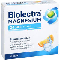 Produktbild von Biolectra Magnesium 243 mg forte Brausetabletten Orange vegan zuckerfrei glutenfrei 20 Stück