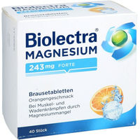 Produktbild von Biolectra Magnesium 243 mg forte Brausetabletten Orange vegan zuckerfrei glutenfrei 40 Stück