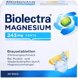 Biolectra Magnesium 243 mg forte Brausetabletten Zitrone vegan zuckerfrei glutenfrei 20 Stück – Bild 1 von 3