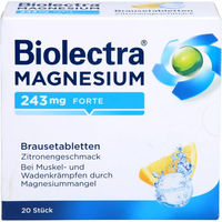 Produktbild von Biolectra Magnesium 243 mg forte Brausetabletten Zitrone vegan zuckerfrei glutenfrei 20 Stück