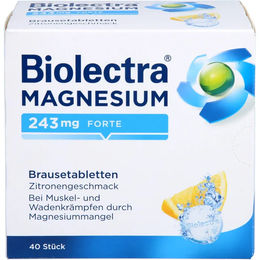 Biolectra Magnesium 243 mg forte Brausetabletten Zitrone vegan zuckerfrei glutenfrei 40 Stück – Bild 1 von 2
