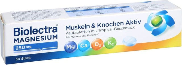 BIOLECTRA Magnesium 250 mg Lutschtabletten zuckerfrei laktosefrei glutenfrei 30 Stück – Bild 1 von 2