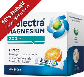 Biolectra Magnesium 300 mg Direct Sticks Orange vegan zuckerfrei laktosefrei glutenfrei – Bild 1 von 1